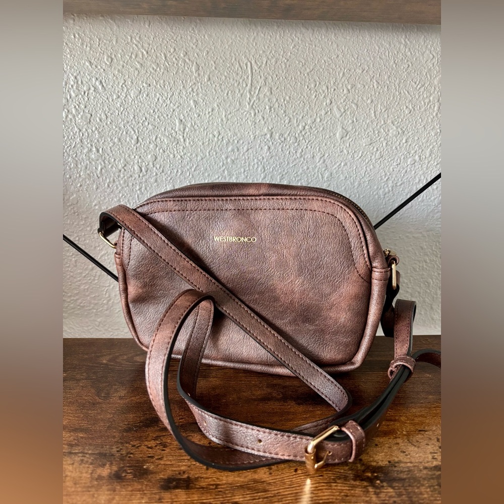Westbronco Elegant Brown Crossbody Bag Zipper Adjustable Strap